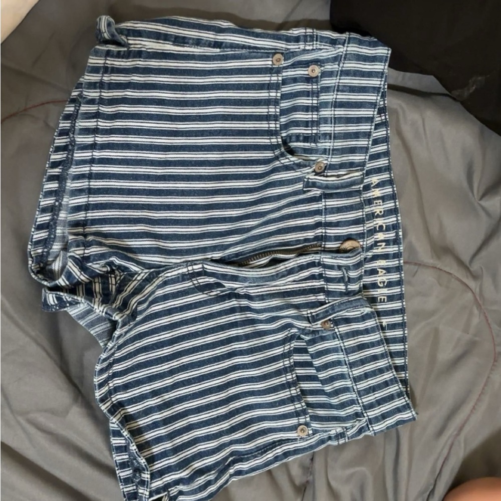 American Eagle Outfitters Blue Striped Women Shorts